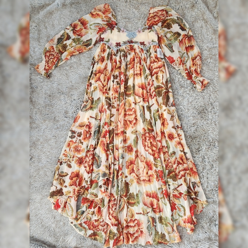 Free People Timeless Tapestry Maxi Dress In Antique‎ Combo Women's Size XS - Picture 4 of 16